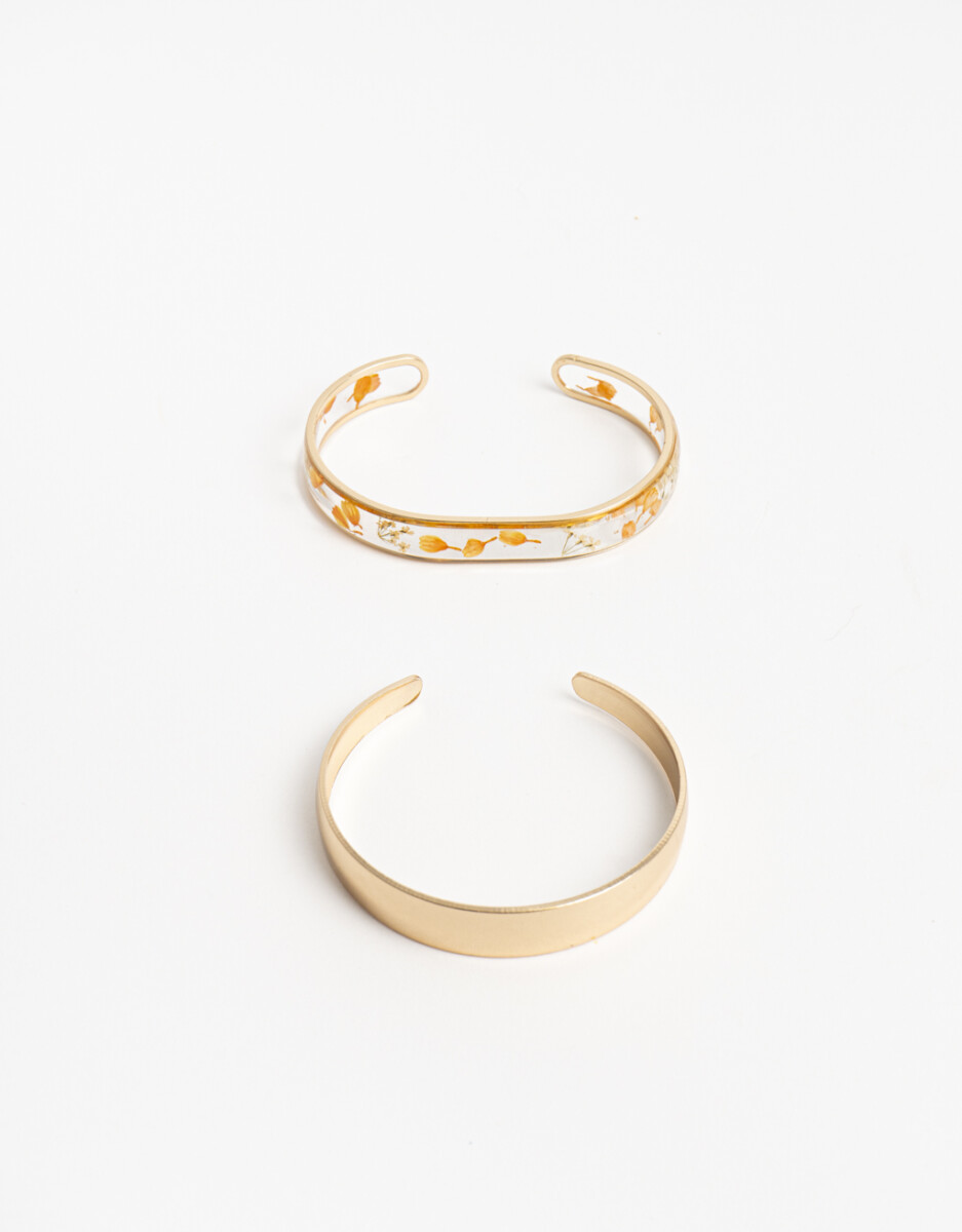 Pulsera Rígida Set Metal Y Acrílico 