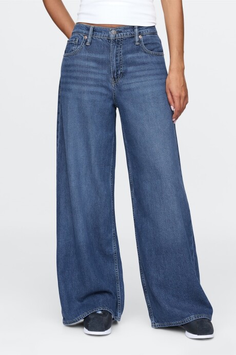 Jean Baggy Tiro Medio Mujer Medium Indigo 21