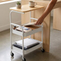 Mesa auxiliar madera y metal con rueditas Blanco