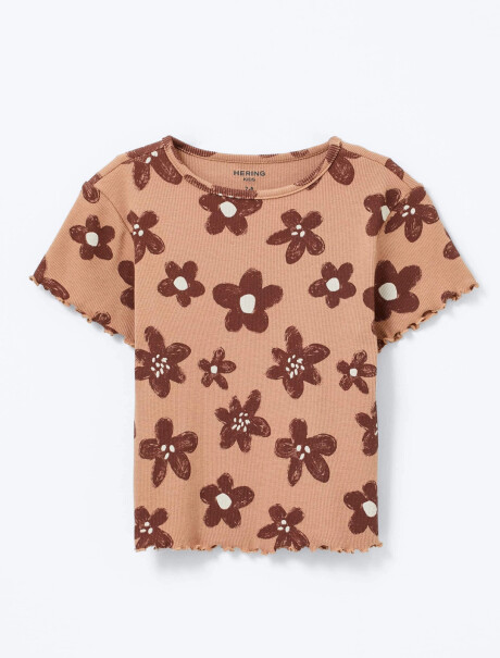 BLUSA MANGA CORTA INFANTIL CON ESTAMPADO MARRÓN
