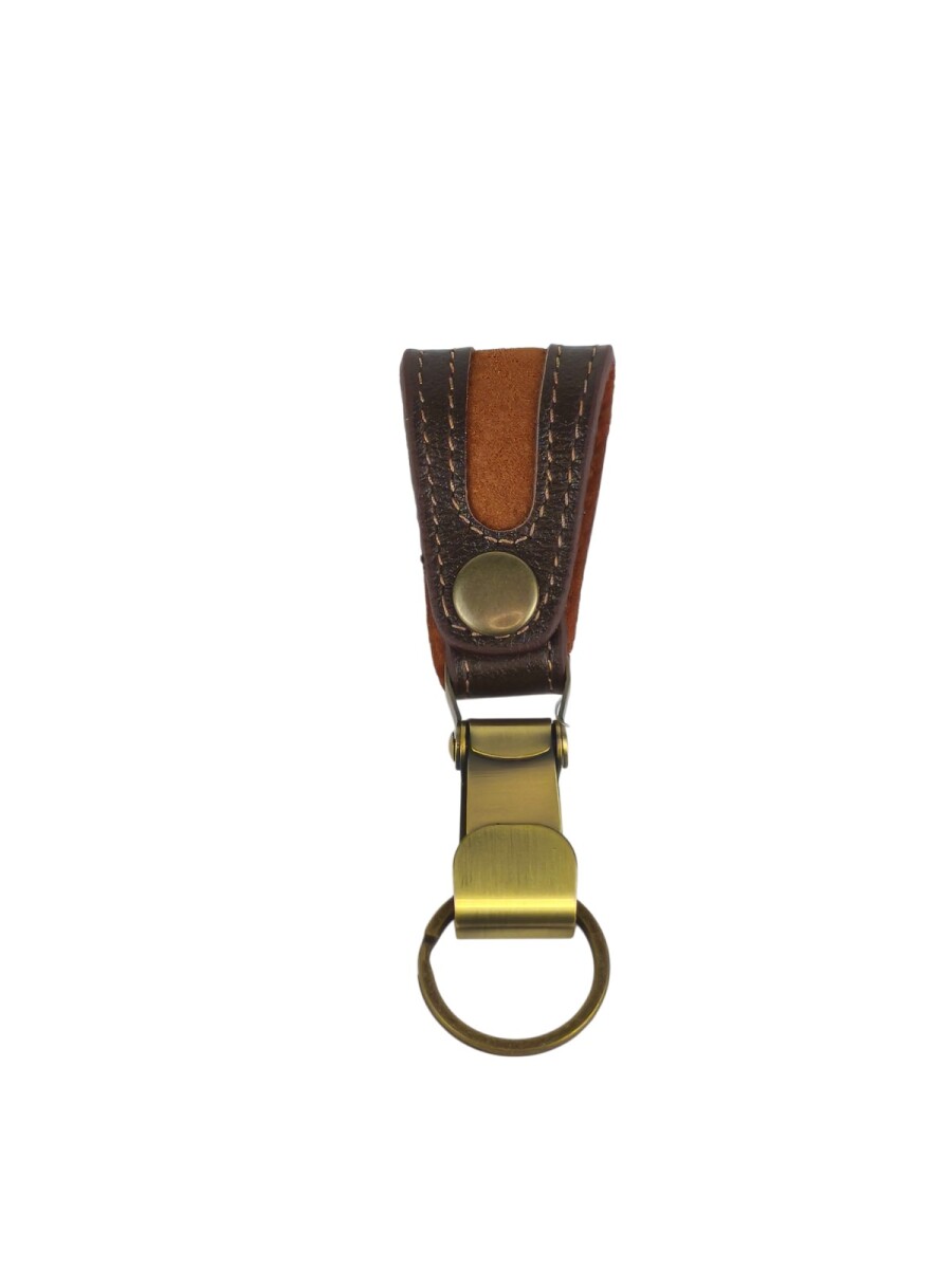 llavero en cuero con gancho para llaves - Marron 