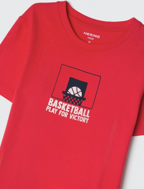 CAMISETA INFANTIL CON ESTAMPA ROJO