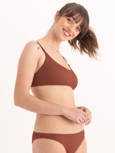 Bombacha bikini con textura Marrón