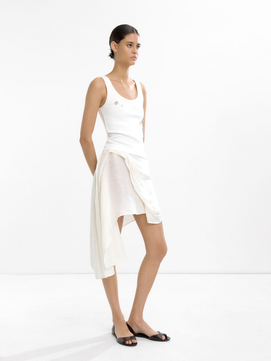 Top Con Flores De Abalorios blanco