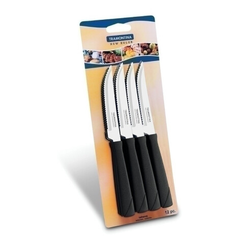 Cuchillo de plástico negro, modelo NEW KOLOR, 12 piezas -TRAMONTINA TN7803