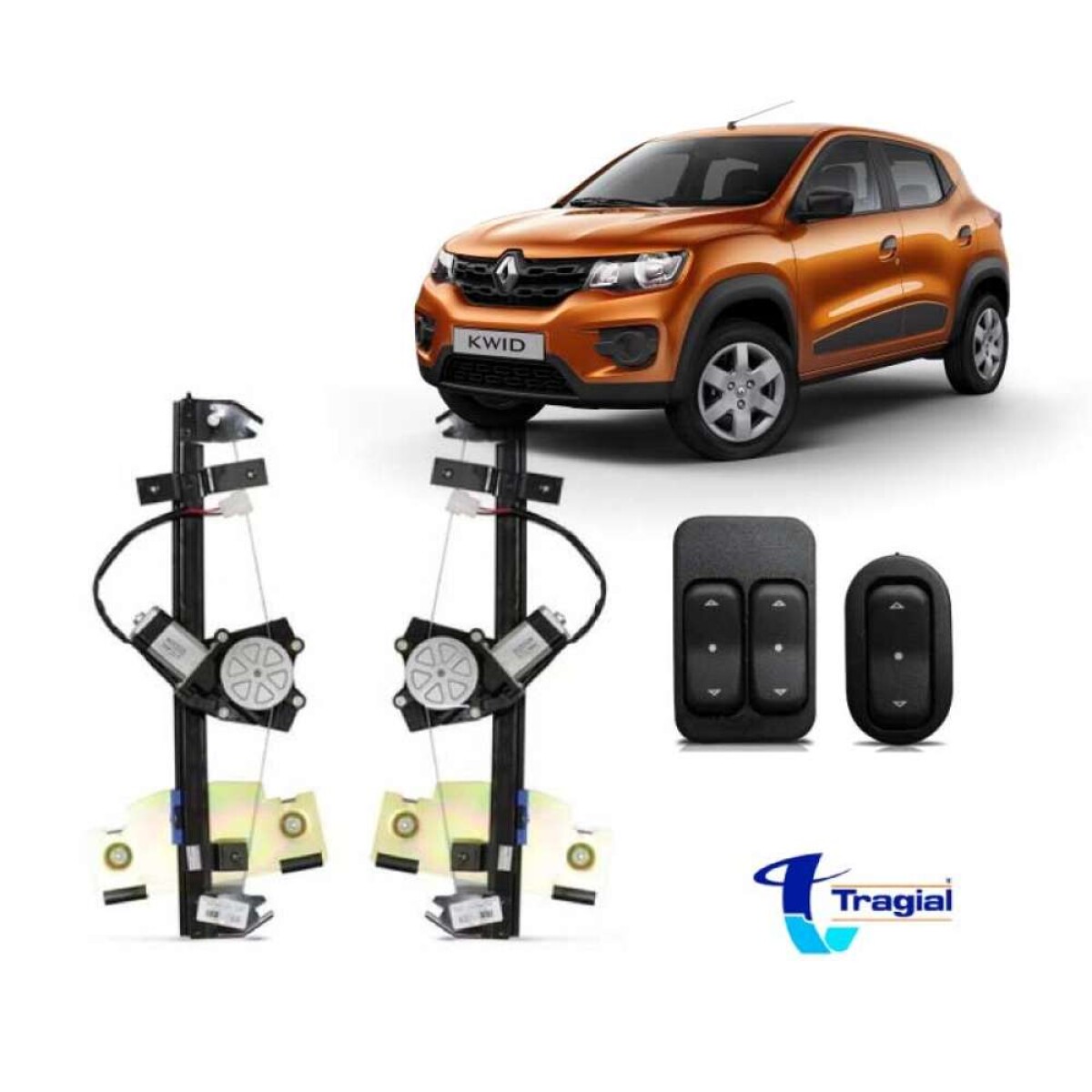 Alzacristales Tragial 2 Vidrios Para Kv Rn Kwid - 4 Puertas Teclas Originales 