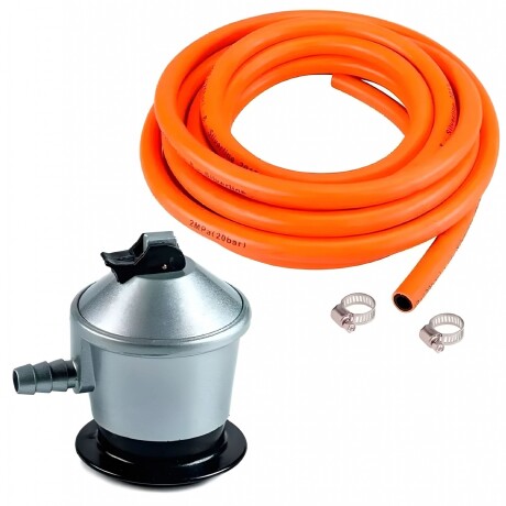 Set de Estufa Supergas Plegable c/ Válvula Manguera + Manta Gris Humo