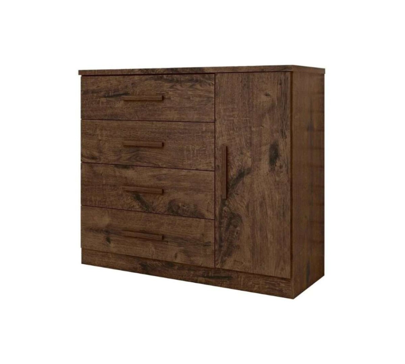 Comoda Zapatera Genova Plus 1 Puerta 4 Cajones - Oscuro 