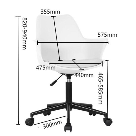 SILLA DE ESCRITORIO ACERO-Y-PLASTICO BLANCO SARINEEN PLUS