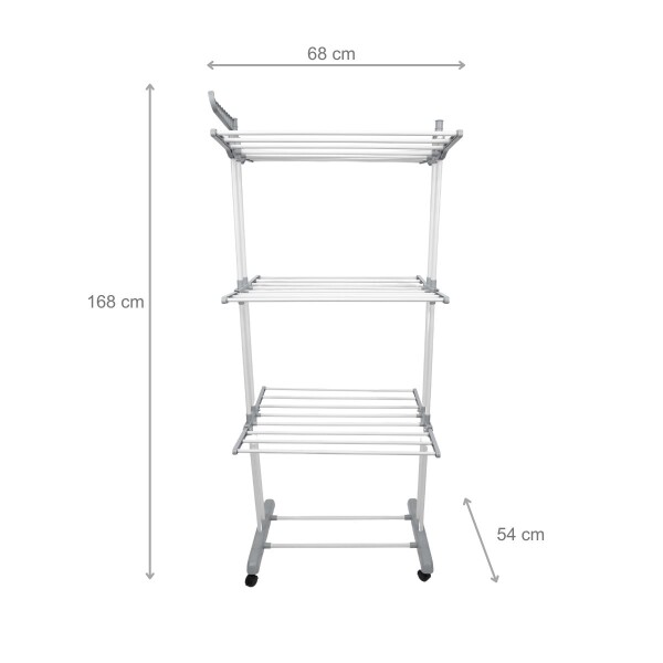 Tendedero Vertical Varillas Acero Plegable De 3 Niveles Tender Ropa Lavadero Metal De Pie 54x68x168 Cm Gris Tendedero Vertical Varillas Acero Plegable De 3 Niveles Tender Ropa Lavadero Metal De Pie 54x68x168 Cm Gris