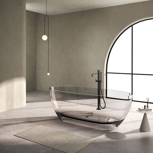 BAÑERA SIMPLE AUTOPORTANTE GRIS HUMO PIEDRA ARTIFICIAL GAMAS DE GRIS