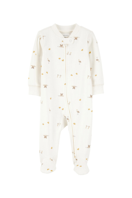 Pijama una pieza de algodón, con pie, diseño pájaros Sin color