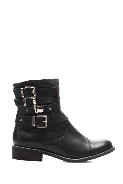 Bota Multi Hebillas Cuero Negro