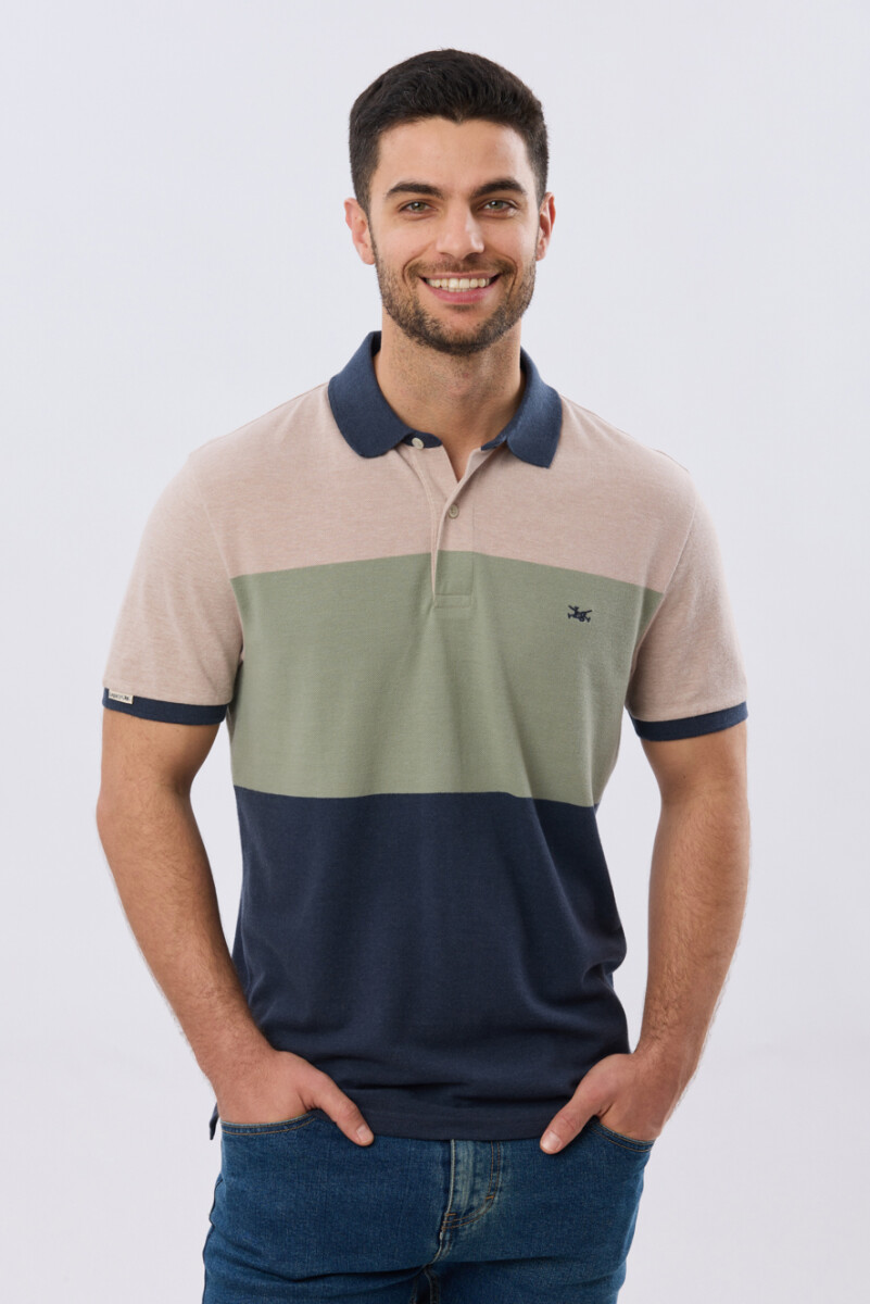 REMERA POLO RAYADA PIQUÉ - Verde 