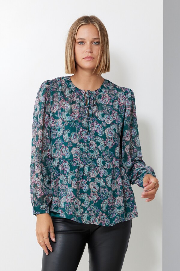 Blusa Gasa Lurex VERDE/MULTI