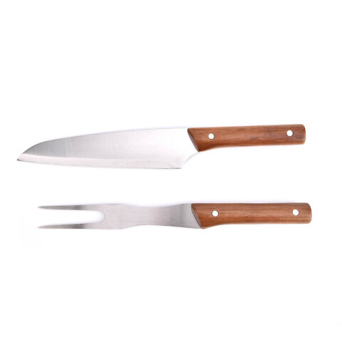 SET 2 PIEZAS CUCHILLO/TENEDOR PARRILLA MANGO MADERA SET 2 PIEZAS CUCHILLO/TENEDOR PARRILLA MANGO MADERA