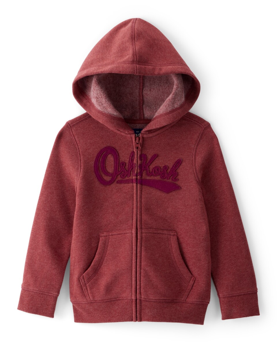 Campera de algodón con felpa, roja. Talles 2-5T 