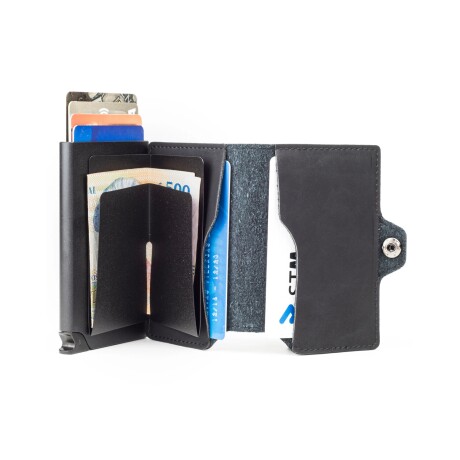 Billetera Baleine Kansas en Aluminio y Cuero con Protección RFID Full Black