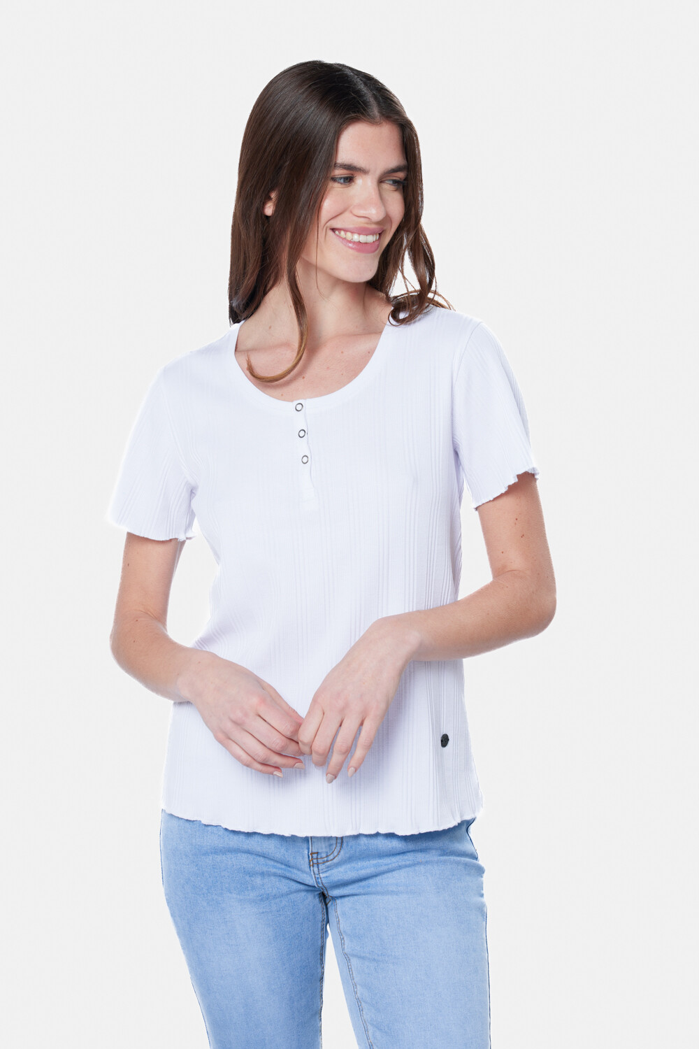 REMERA RIB CON BOTONES Blanco