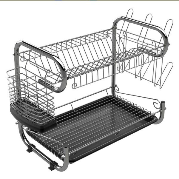 Escurridor De Platos Seca Vajilla 2 Pisos Platos Secador Bandeja Imback Color Plateado Escurridor De Platos Seca Vajilla 2 Pisos Platos Secador Bandeja Imback Color Plateado