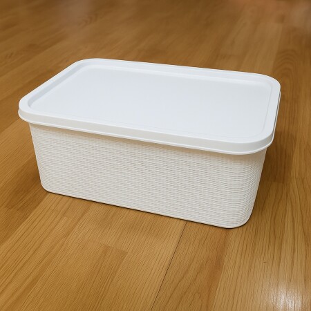 CAJA ORGANIZADORA SIMIL RATTAN 15 LITROS BLANCO