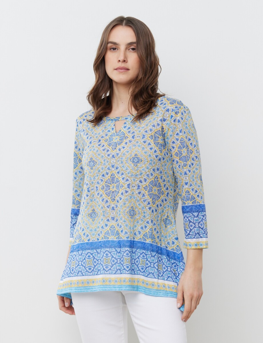 Remera Keyhole - Multi/azul 