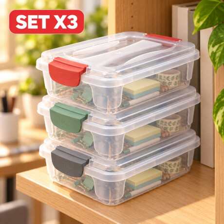 Set x3 Caja organizadora 1,6 lts TRANSPARENTE
