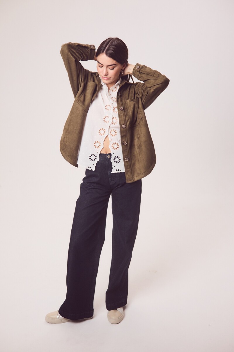 Sobrecamisa Gamuza Cuero Vegano Verde Oliva