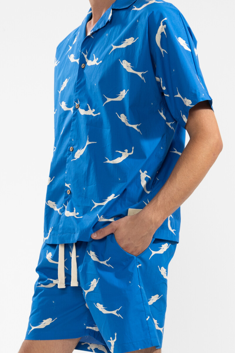 CONVERTIBLE CAMP-COLLAR SHIRT Mermaid Blue