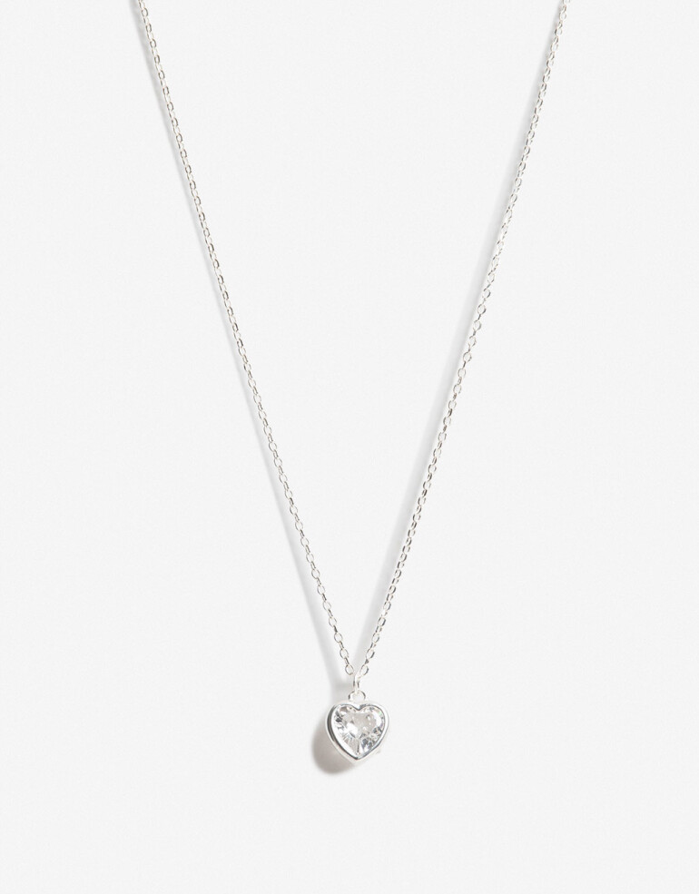 Cadena Corta con Dije Strass Cadena Con Dije Corazón Plata 925 - Plateado
