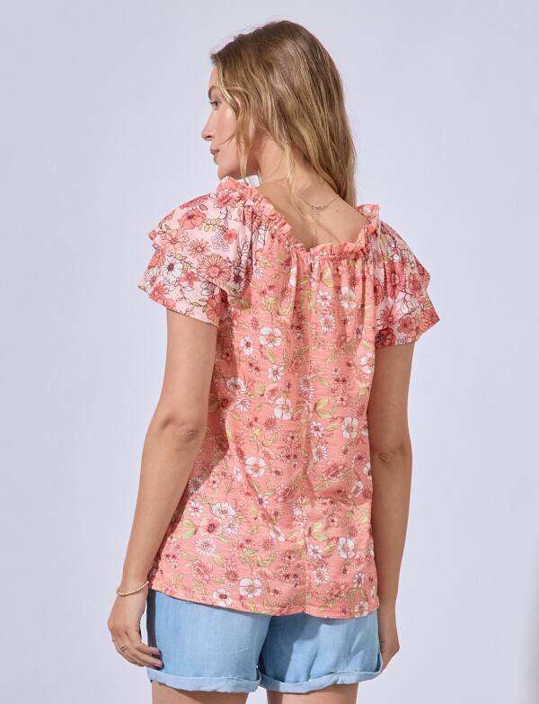 Blusa Flowers CORAL/MULTI