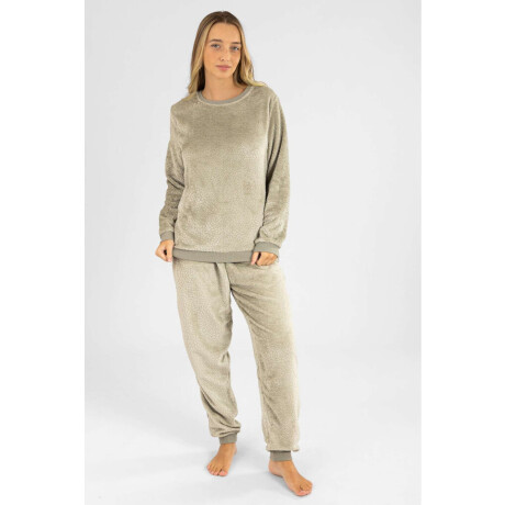 Pijama leopard fleece Gris claro