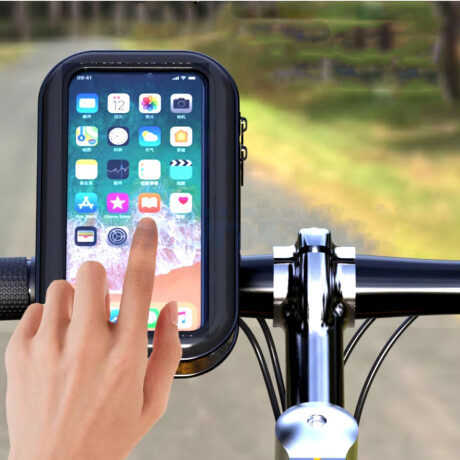 SOPORTE DE CELULAR UNIVERSAL 6,3" PARA MOTO Y BICI CON FUNDA IMPERMEABLE SOPORTE DE CELULAR UNIVERSAL 6,3" PARA MOTO Y BICI CON FUNDA IMPERMEABLE