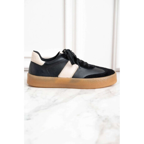 Zapatilla Combinada Cuero Negro