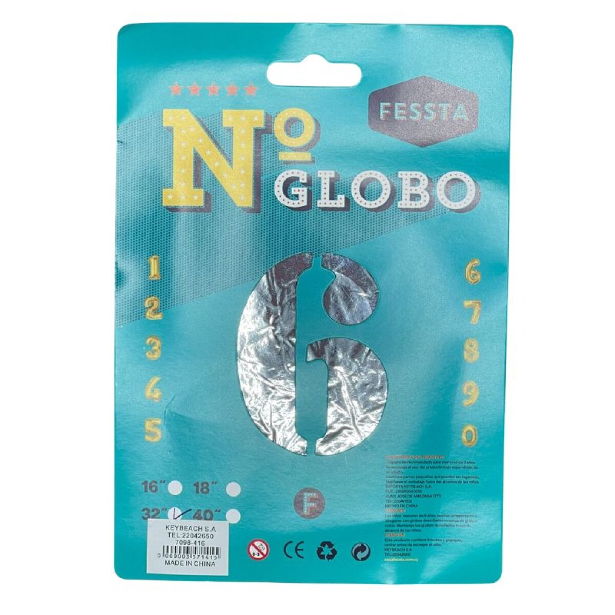 Globo Fessta Número 40 Pulgadas Plateado - SEIS 