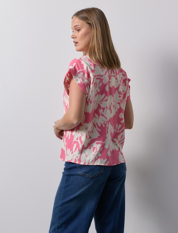 Blusa Esc V ROSA/MULTI