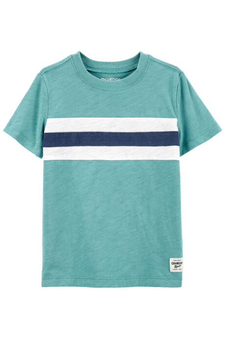 Remera de algodón manga corta diseño a rayas Sin color