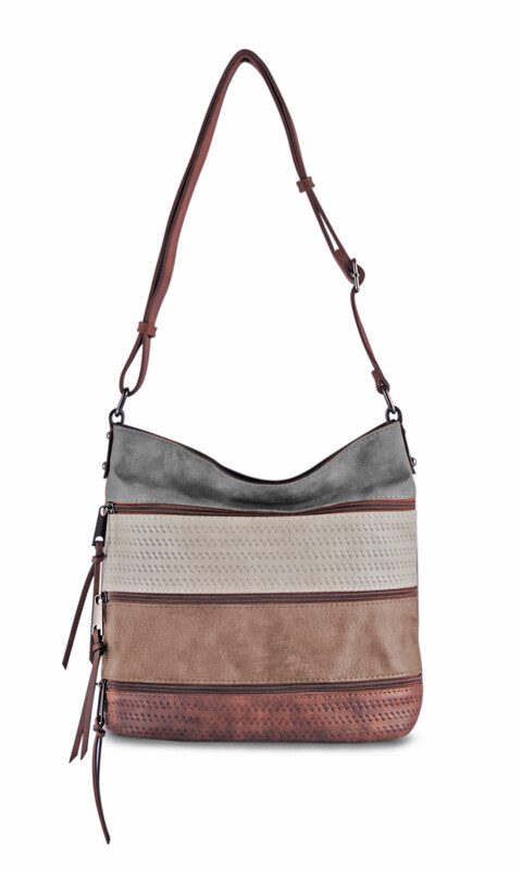 BANDOLERA MORRAL BUDAPEST PLOMO, CEMENTO, TOSTADO Y HABANO