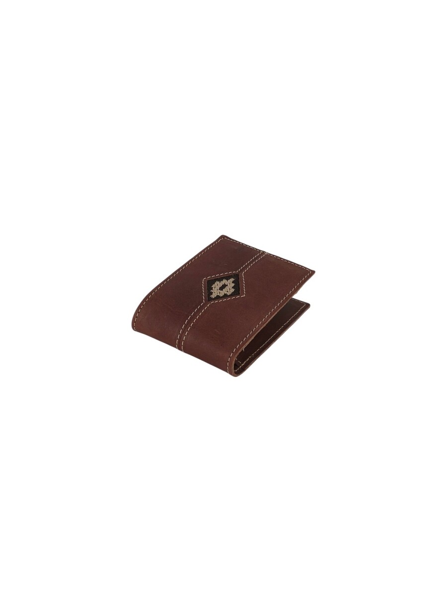 Billetera de cuero con detalle en guarda pampa - Marron 