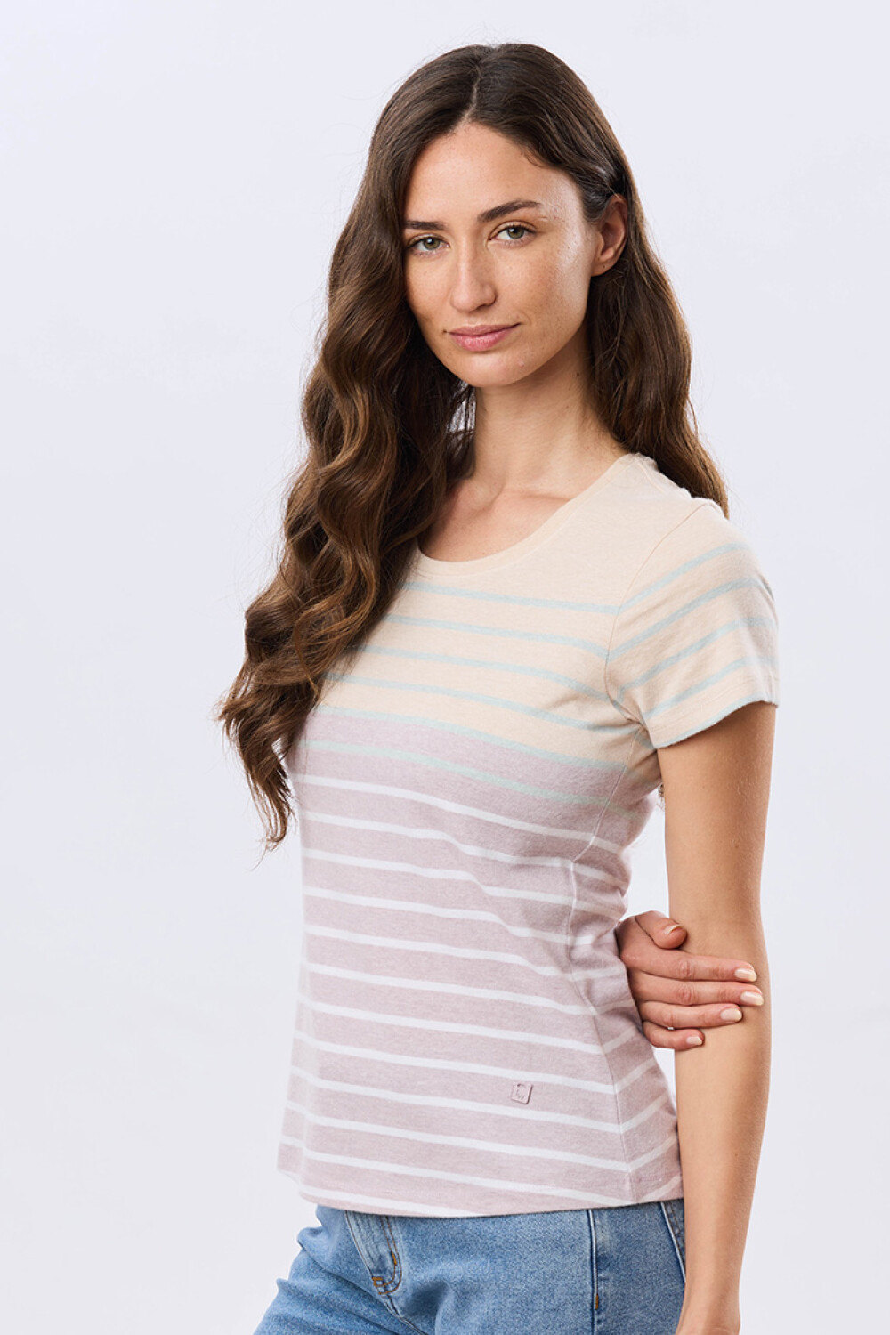 REMERA RAYADA DE ALGODÓN Lila