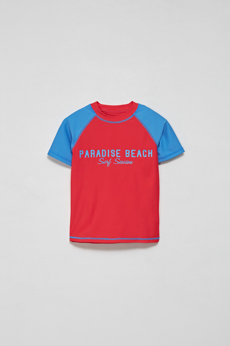 Camiseta UV manga corta Paradise - Rojo