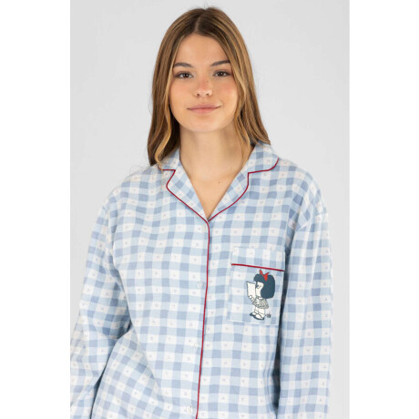 Pijama mafalda franela algodon Celeste