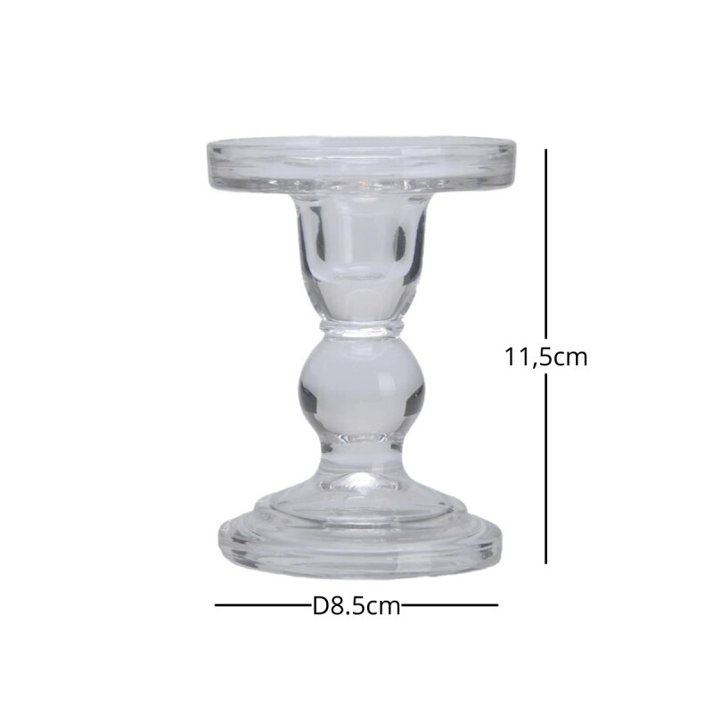 Candelabro vidrio D8.5/H11.5CM TRANSPARENTE