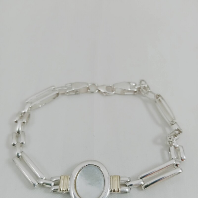 Pulsera en Plata y Oro con Nácar Pulsera en Plata y Oro con Nácar