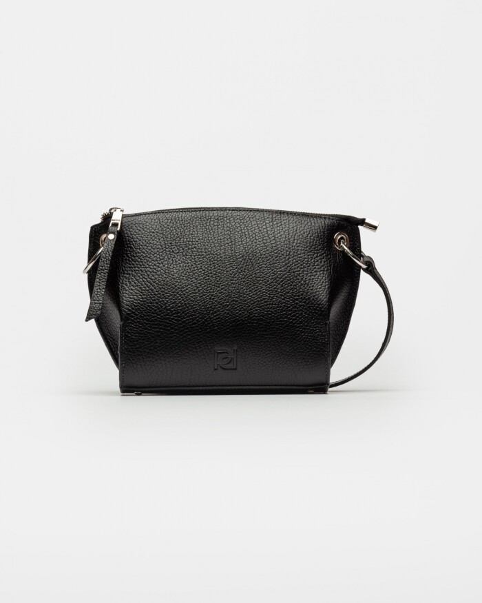 Bandolera Sauvage En Cuero Graneado Negro