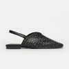 Mule Perla en efecto cuero liso Negro