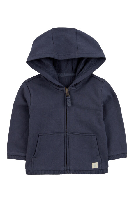 Campera de algodón, con capucha, azul marino Sin color