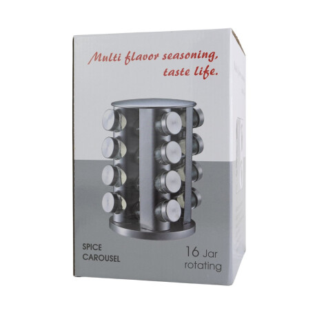 Especiero metal con 16 frascos de vidrio Especiero metal con 16 frascos de vidrio