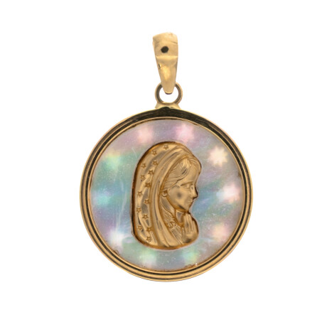Medalla de oro 18 ktes con nácar, VIRGEN NIÑA. Medalla de oro 18 ktes con nácar, VIRGEN NIÑA.