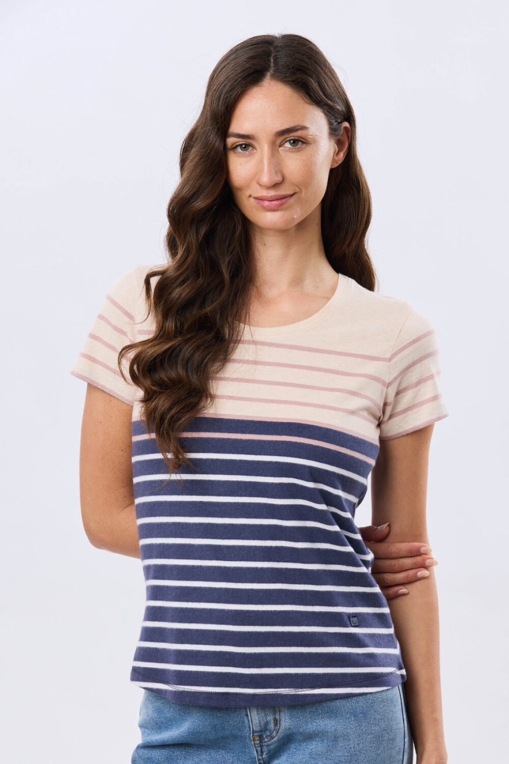 REMERA RAYADA DE ALGODÓN Azul